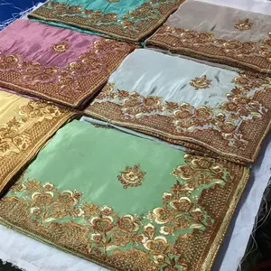 Women chinon silk embroidery saree