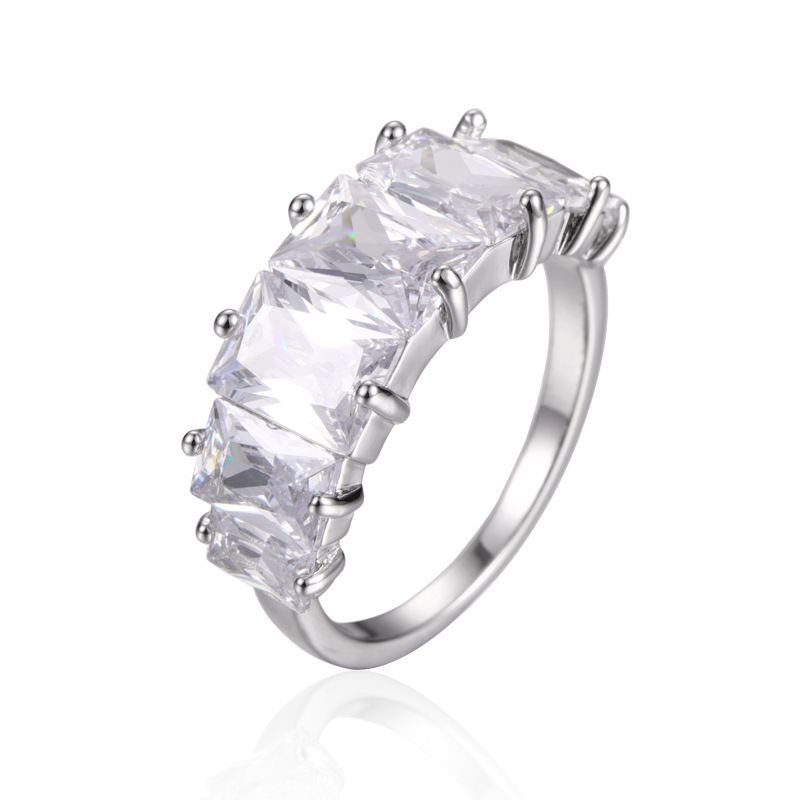 Inlaid Zirconium Exaggerated Ring Female Personality Wild Simple Ring Wind Finger Ring