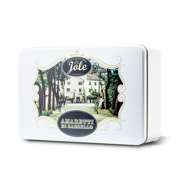 Art Nouveau tin box with traditional handmade macaroons 130gr