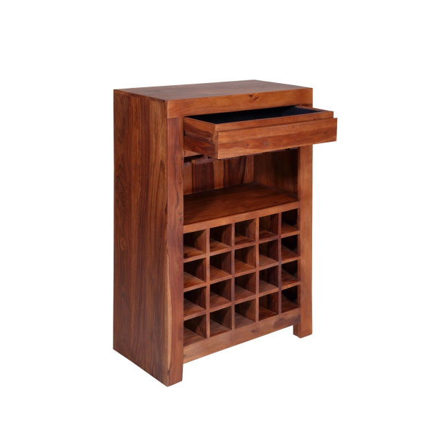 Solid Wood Wine Rack With 1 Drawer