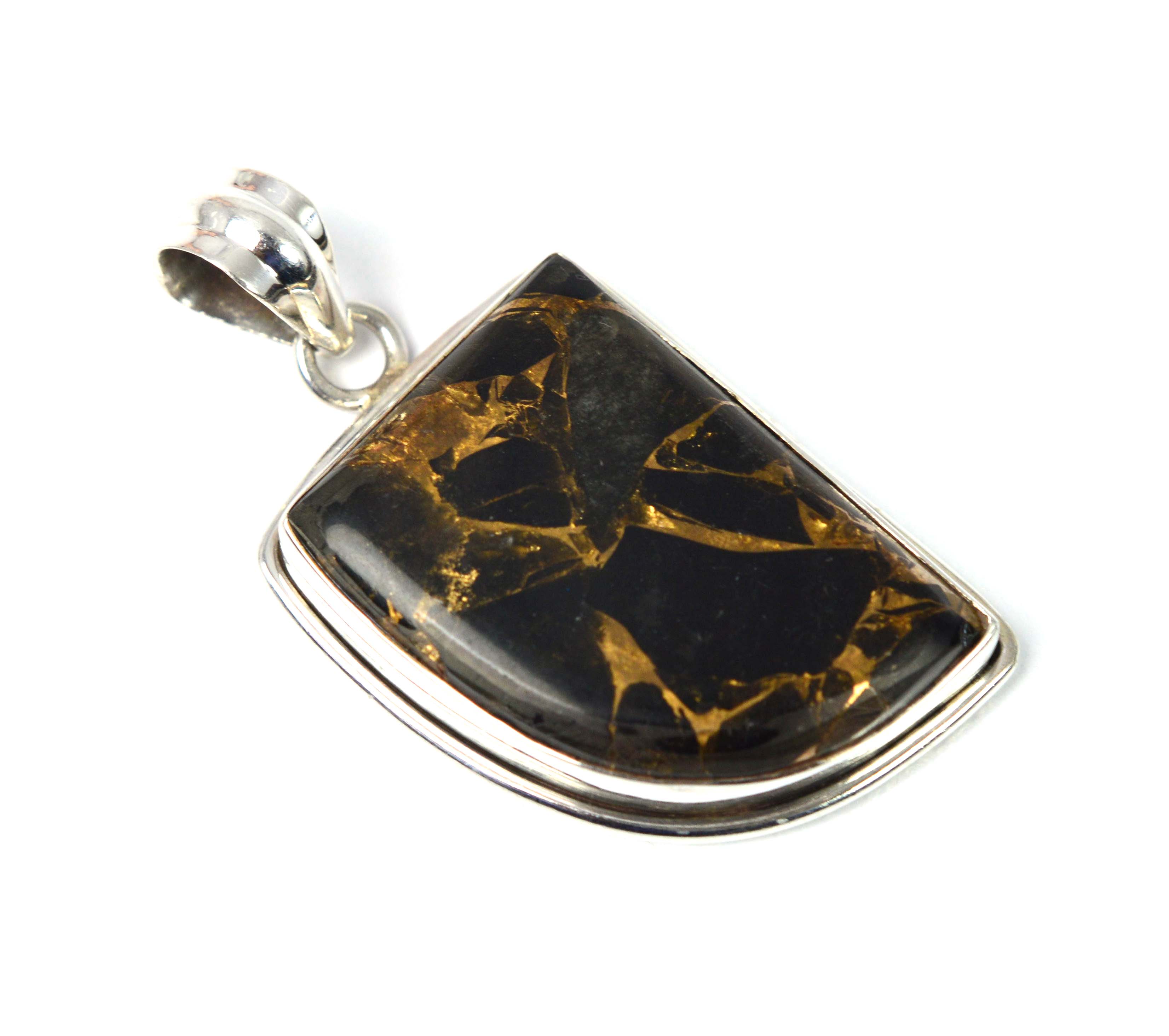Black Copper Turquoise Gemstone 925 Solid Sterling Silver Jewelry Pendant