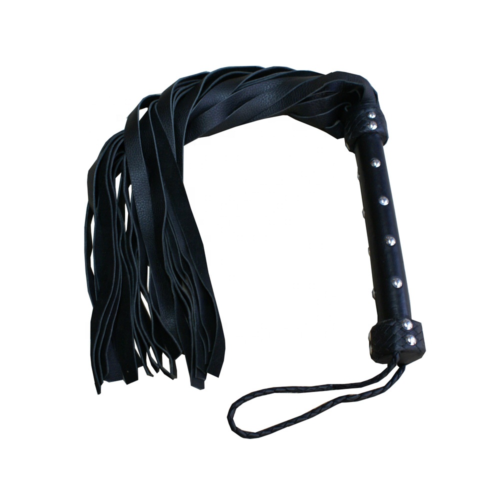 LEATHER FLOGGER BLACK RIDING WHIP HAND MADE BULLWHIPS BLACK