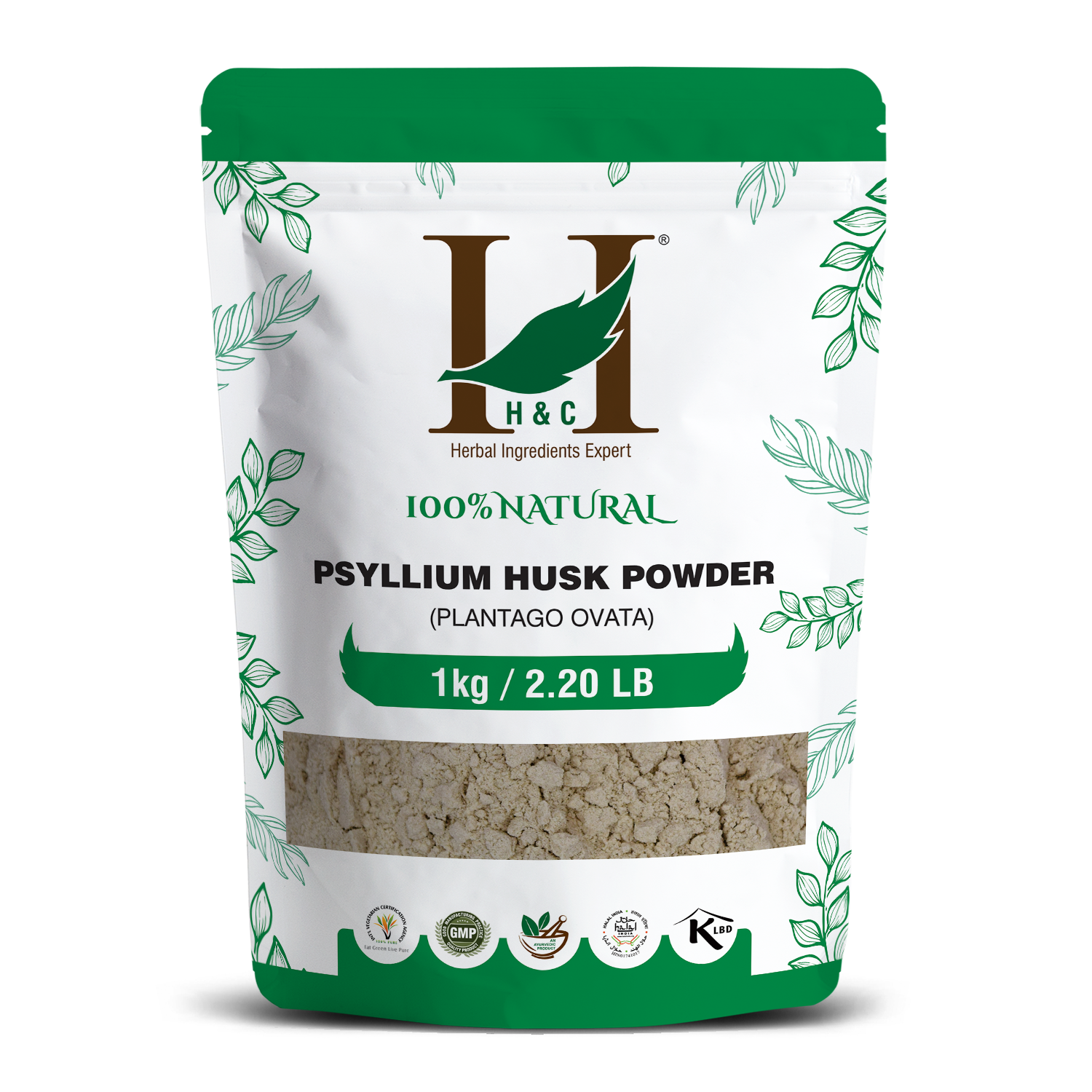 Порошок шелухи псиллия H & C (Plantago ovata) -упаковка 100 г