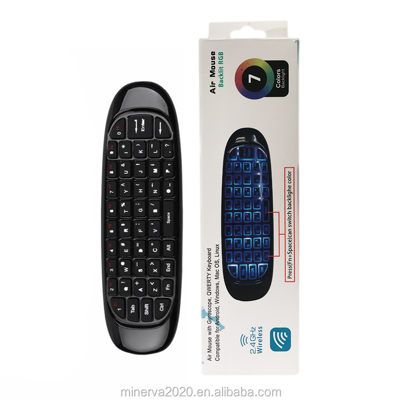 C120 2,4G Беспроводная мини-клавиатура Air Fly Mouse для Android TV Box, Беспроводная USB перезаряжаемая пульт дистанционного управления TV