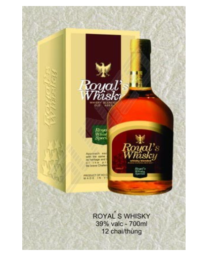 Viet Nam Factory Price Royal Whisky 39% valc - 700ml x 12 bottles
