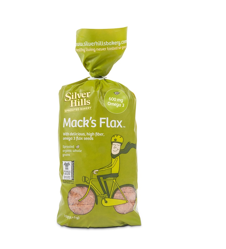 Silver Hills Bakery Organic Mack's Flax Sliced Bread, 22 Ounce Sleeve - 8 per Case Manufactured in Canada