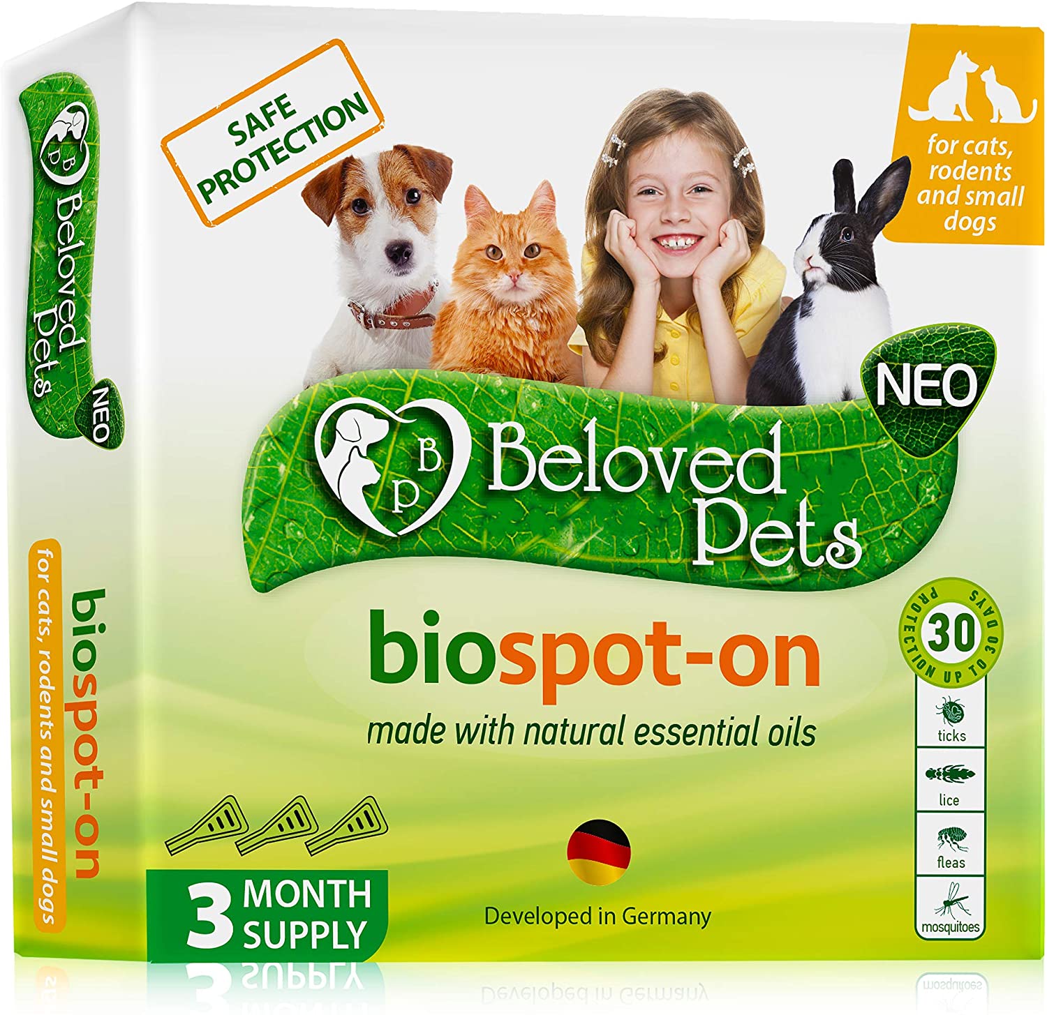 GreenFort neo для блох и клещей, био Спот для кошек, кроликов и собак до 10 кг