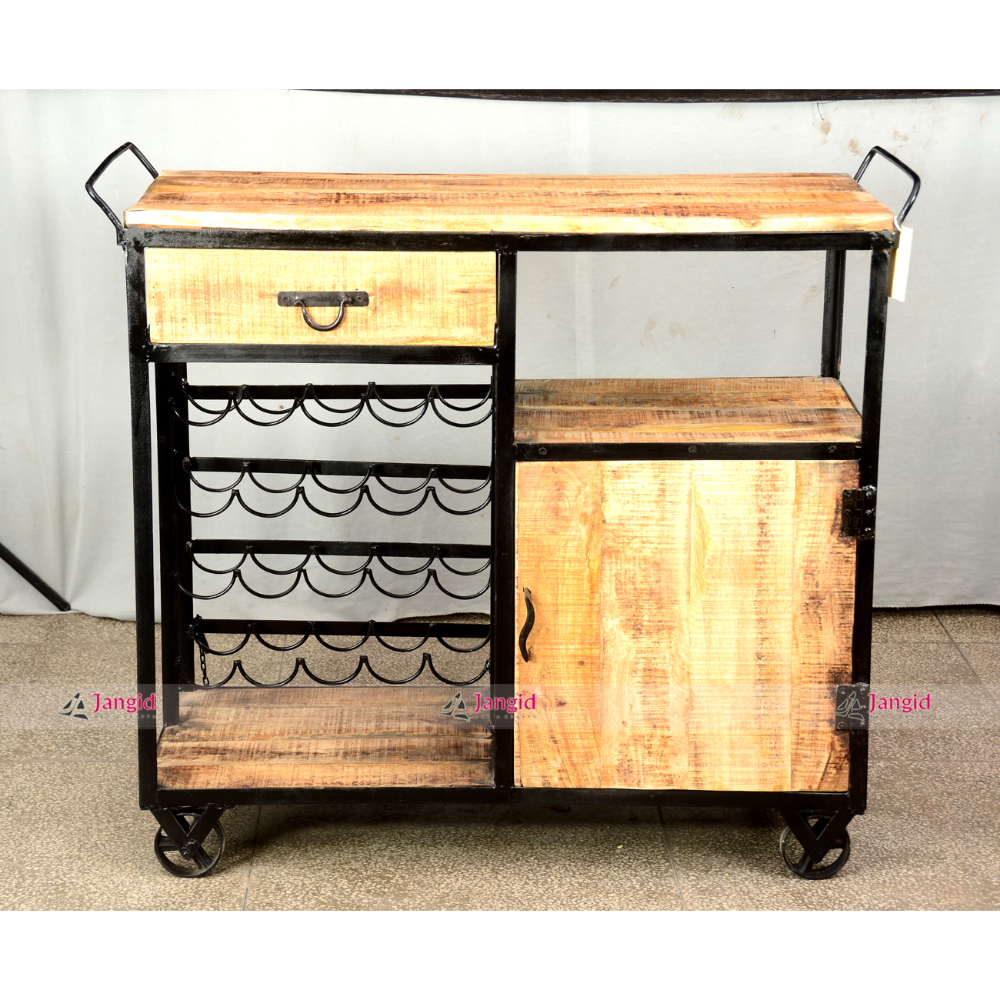 iron wine and food service trolley for hotels & restaurant bistro cafe furniture india