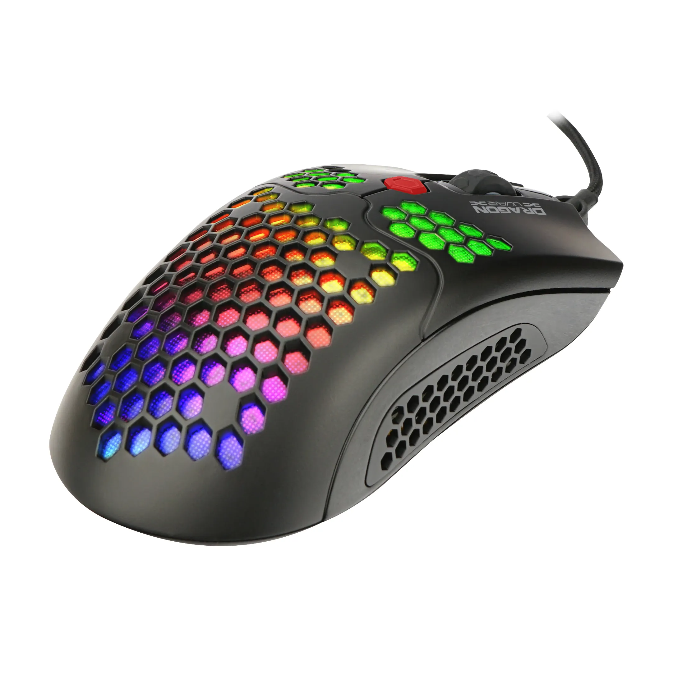 Dragon War G25 65G Gaming Mouse with Lightweight Honeycomb Shell, Ultralight Ultraweave Cable, Pixart 3325 or 3360, 7200 DPI