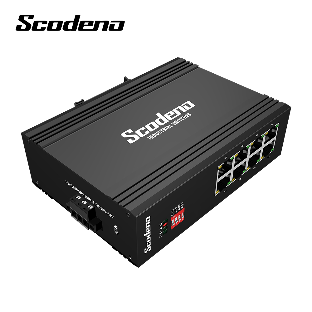 Scodeno 8 портов 10/100/1000M неуправляемый промышленный гигабитный Ethernet PoE коммутатор с креплением на Din-рейку