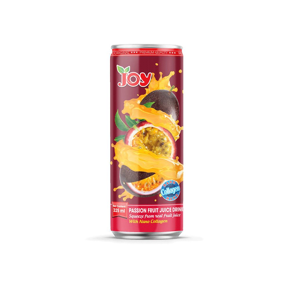 JOY Beverage Canned 325ml Passion Juice Drink with Nano Collagen Fruit Juice Factory Squeezed From Real Fruit Juice