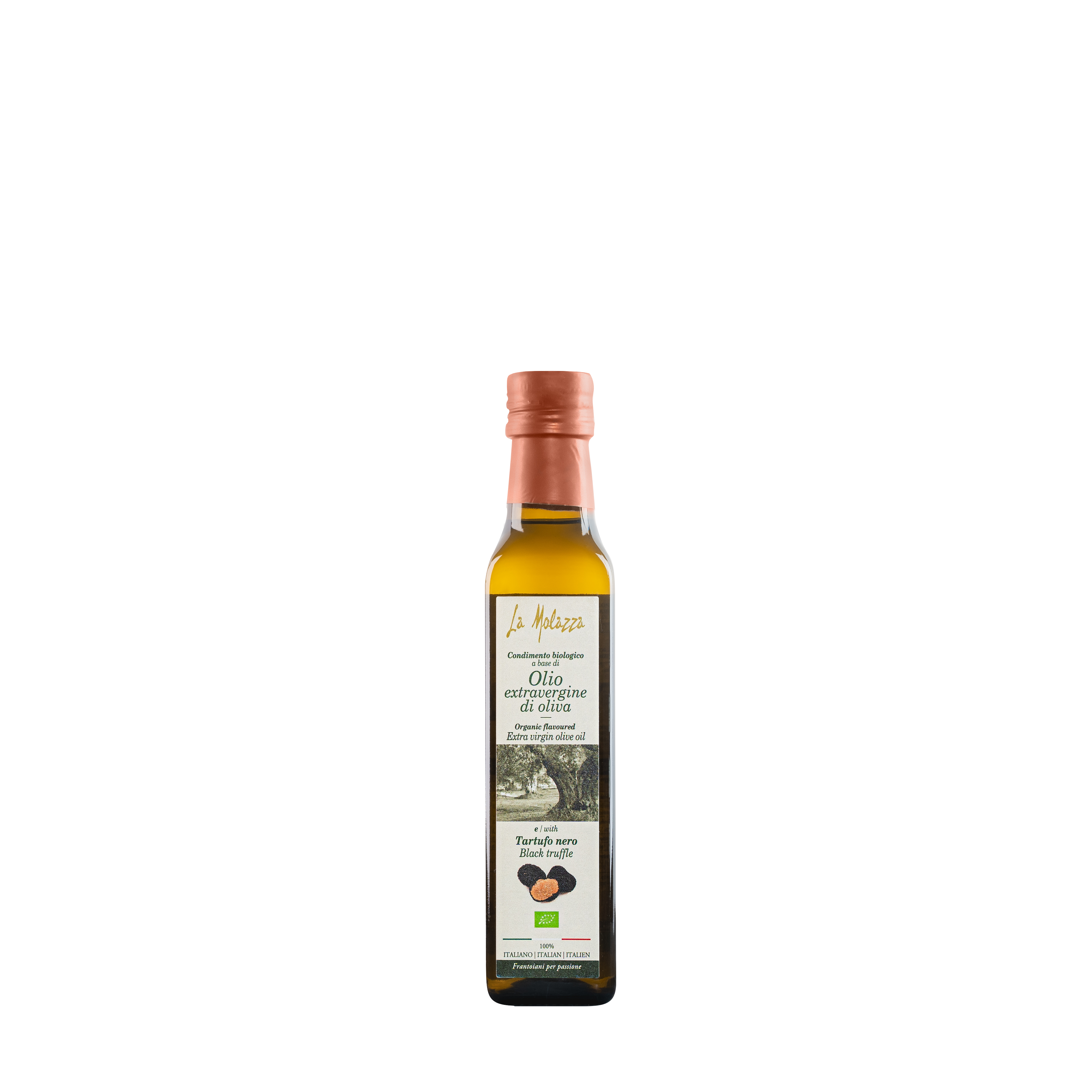 100% Italian Organic Extra Virgin Olive Oil 0.25L flavored with natural black truffle nutraceutical and healthy product