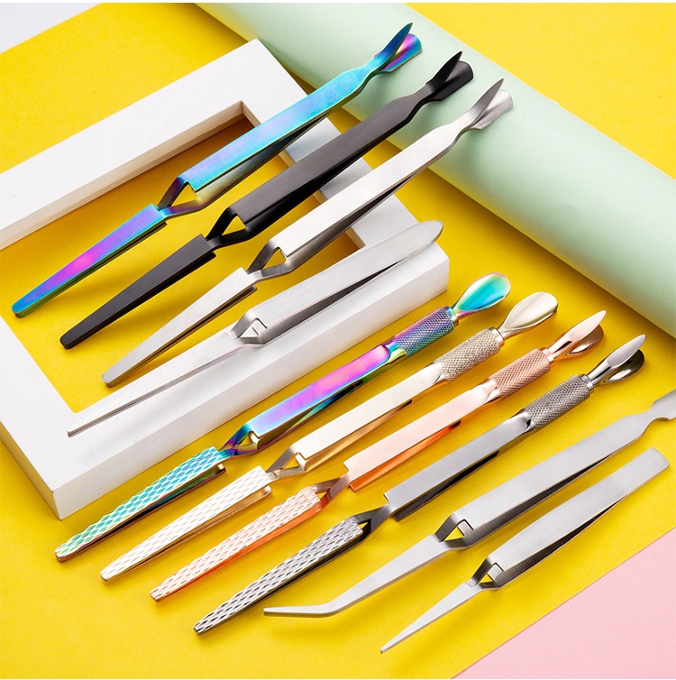 Multi-function Clip Tip Manicure Tool Acrylic C Curve Picking Rhinestone Shaping Tweezers Stainless Steel Nail Art Clip Nipper