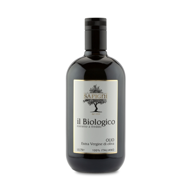 Top quality 100% organic Italian Extra Virgin Olive Oil - BIOLOGICO SAPIGNI - Bottle 75cl