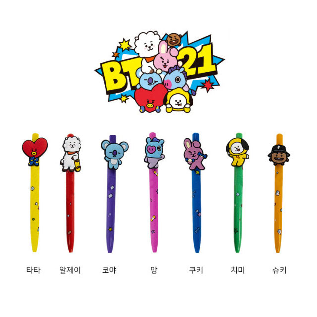 Made in korea BT21 gel pen set BTS Gel Pens black color made in Korea(0.5mm) BT21 Figure Pen
