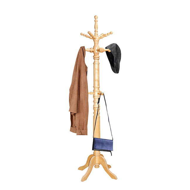 Multipurpose Rubber Wood Material Wooden Display Rack Suitable Hallway/Entryway Coat Hanger Stand for Clothes & Accessories