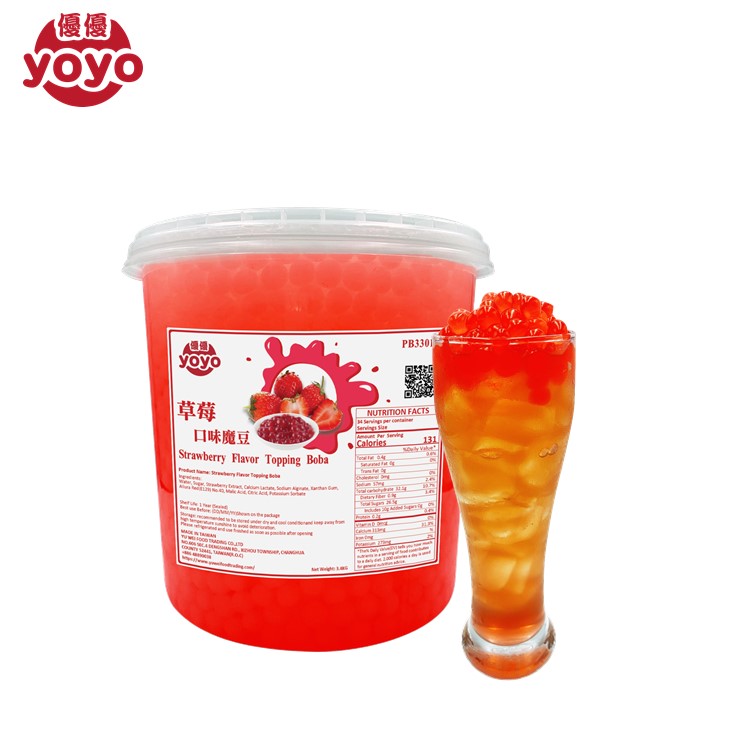 Strawberry Flavor Bubble Tea Popping Boba Taiwan