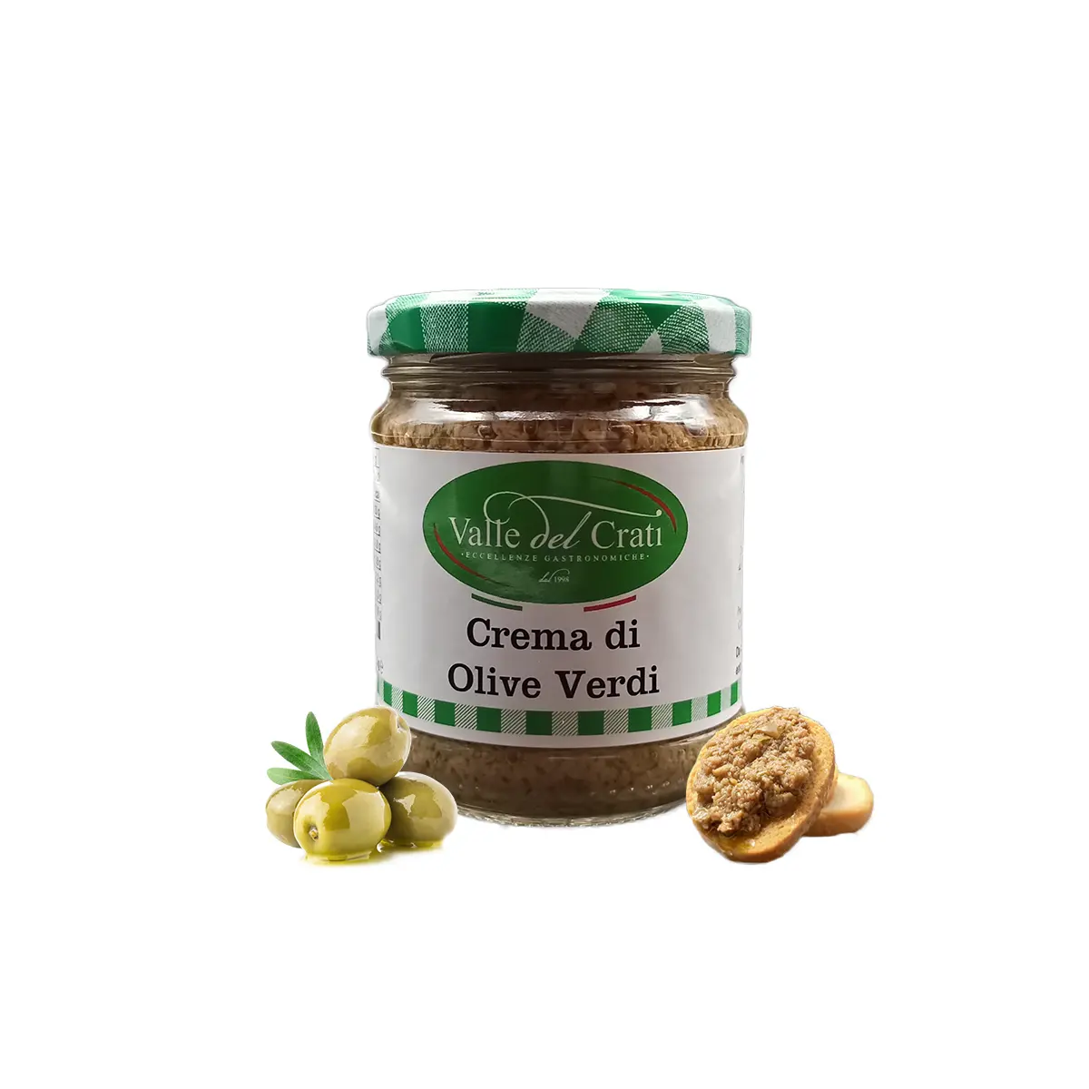 Green Olive Cream | Italian spread cream with green olives and spices in olive oil | 180 gr