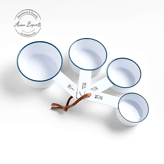 Cheap Prices stainless steel with enamel blue rims new measuring cups set of 4 for a kitchen