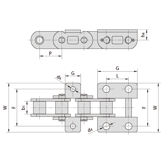 Новая цепь Cae44151s1 Cae44151s2 P28f3, сельскохозяйственные стальные конвейерные роликовые цепи с креплением, сделано в Китае