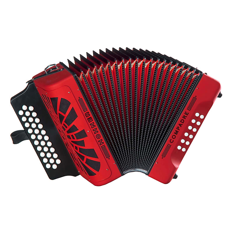Hohner Compadre GCF аккордеон красный с серебряным грилем 3 ряда Diatonic 62 note