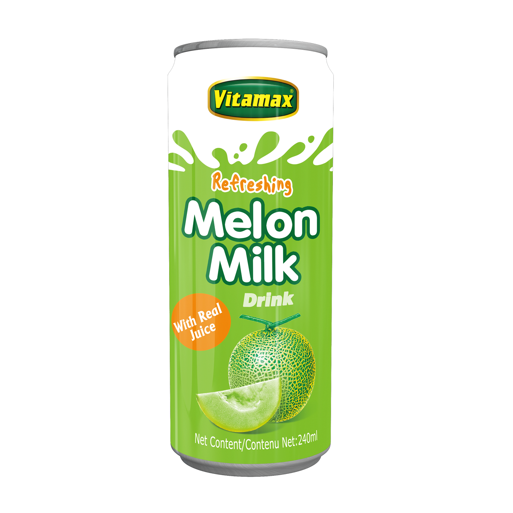 OEM Flavoured Fluid Milk Drinks Fruity Dessert Drink Can (Tinned) Vitamax Melon Flavoured Milk 240ml x 24c