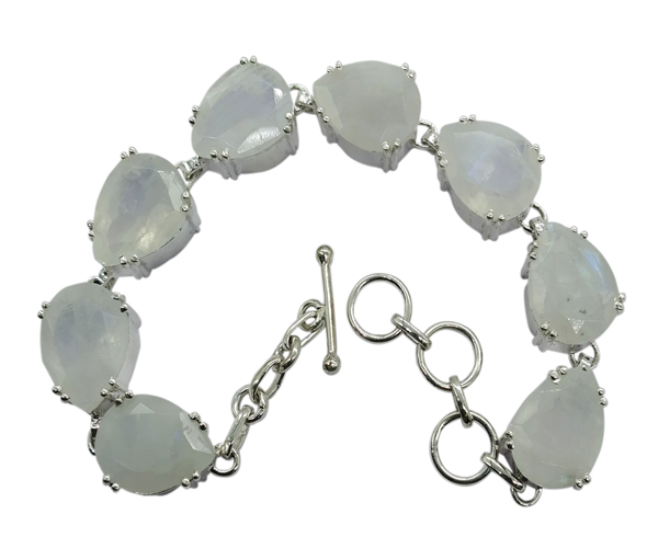 Rainbow Moonstone Amazing 925 Silver Gemstone Bracelet