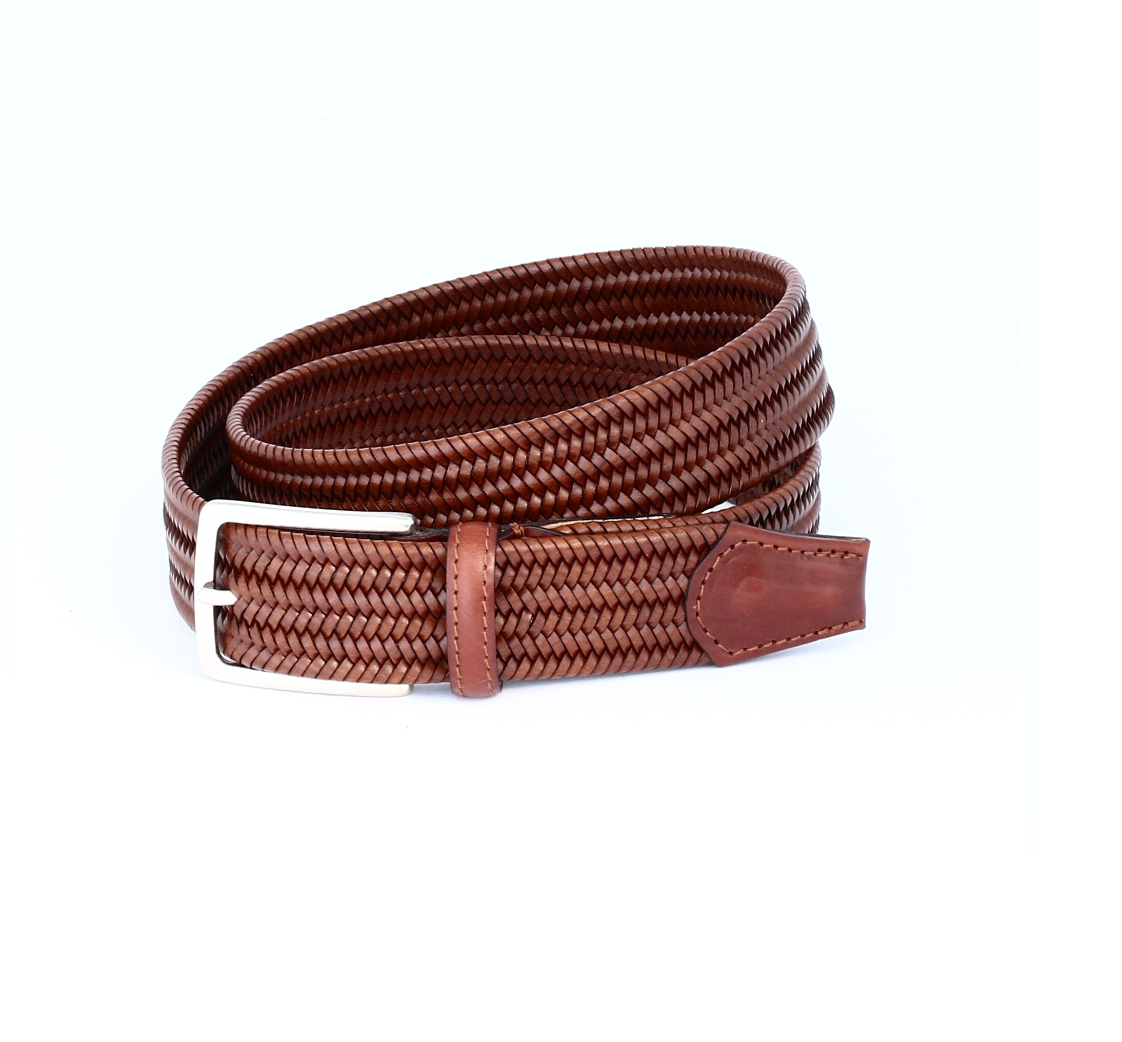 CALFSKIN BRAIDED BELT WITH MATCHING DETAIL