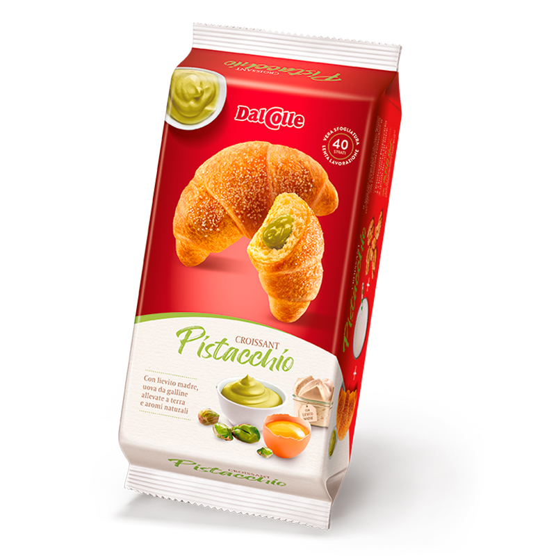 Best quality Italian flaky pistachio croissants 225gr ready all year round Everyday Line 8pcs*case