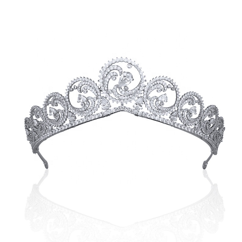 Shiny Crystal Rhinestones Bridal Headpiece Miss World Tiara Crown For Women
