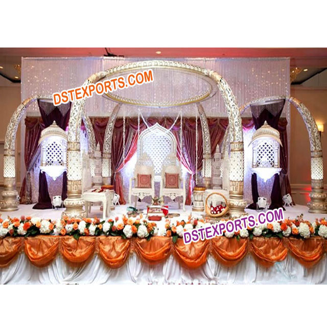 Indian Wedding Tusk Style Mandap Set Latest Wedding Fiber Mandap Elephant Trunk FRP Pillars Wedding Mandap