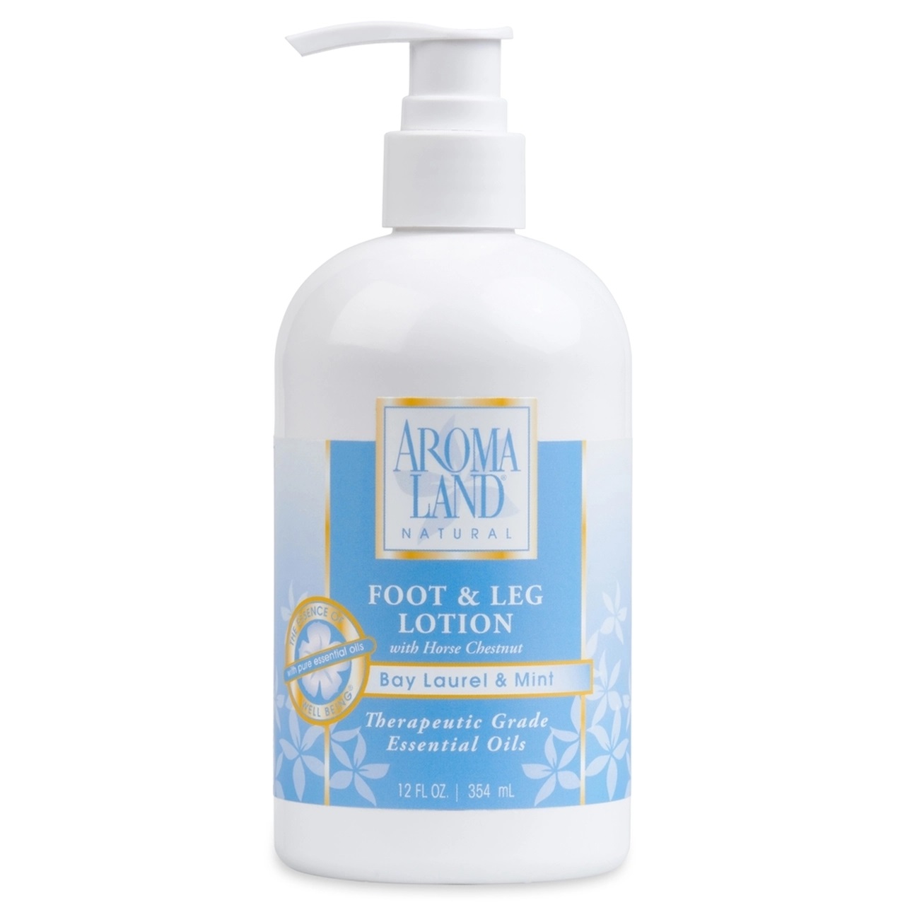 AROMALAND NATURAL FOOT & LEG LOTION WITH ESSENTIAL OILS - BAY LAUREL & MINT LOTION - 12 OZ