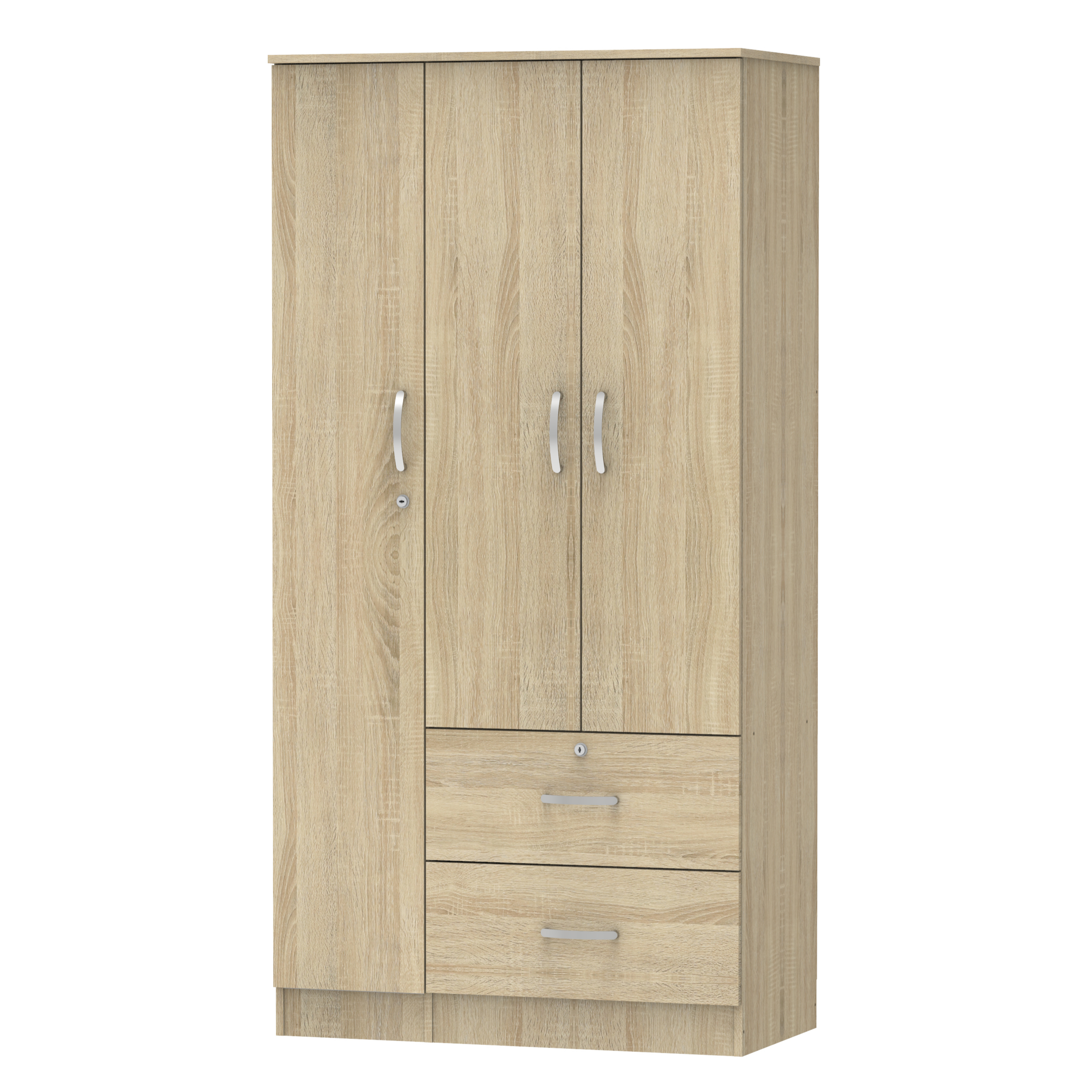 3 Door Large Hanging Space Bedroom Wardrobe Made In Malaysia Best Selling Furniture 1209
