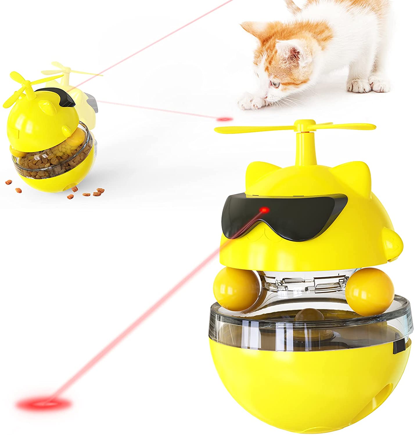 Cat Laser Toys for Cat Indoor Playing,Food Dispensing Interactive Cat Toy Tumbler Slow Feeder.