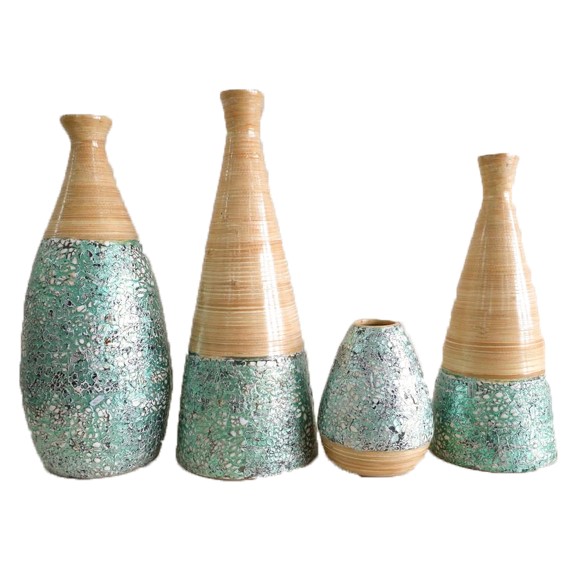 Antique Classical Table Flower Vase Spun Bamboo In Vietnam