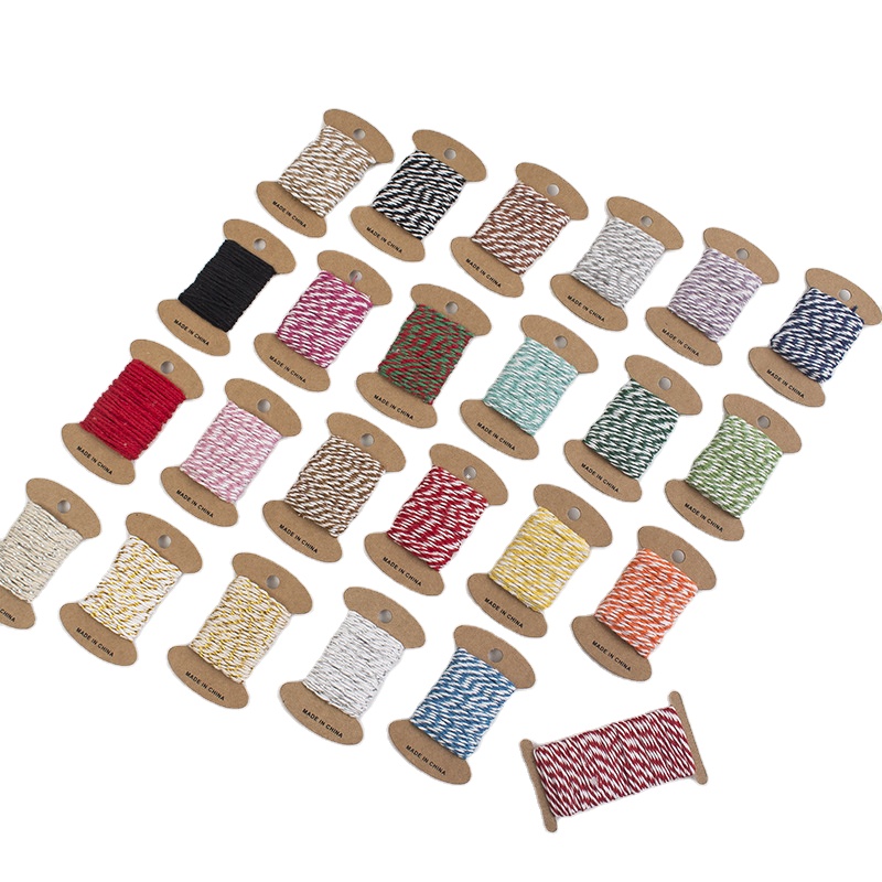 Factory customized color two-color tassel double strand cotton rope gift box packaging and label twisted rope