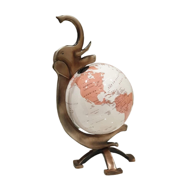 World Map Printed Earth Globe With Adjustable Elephant Shape Stand