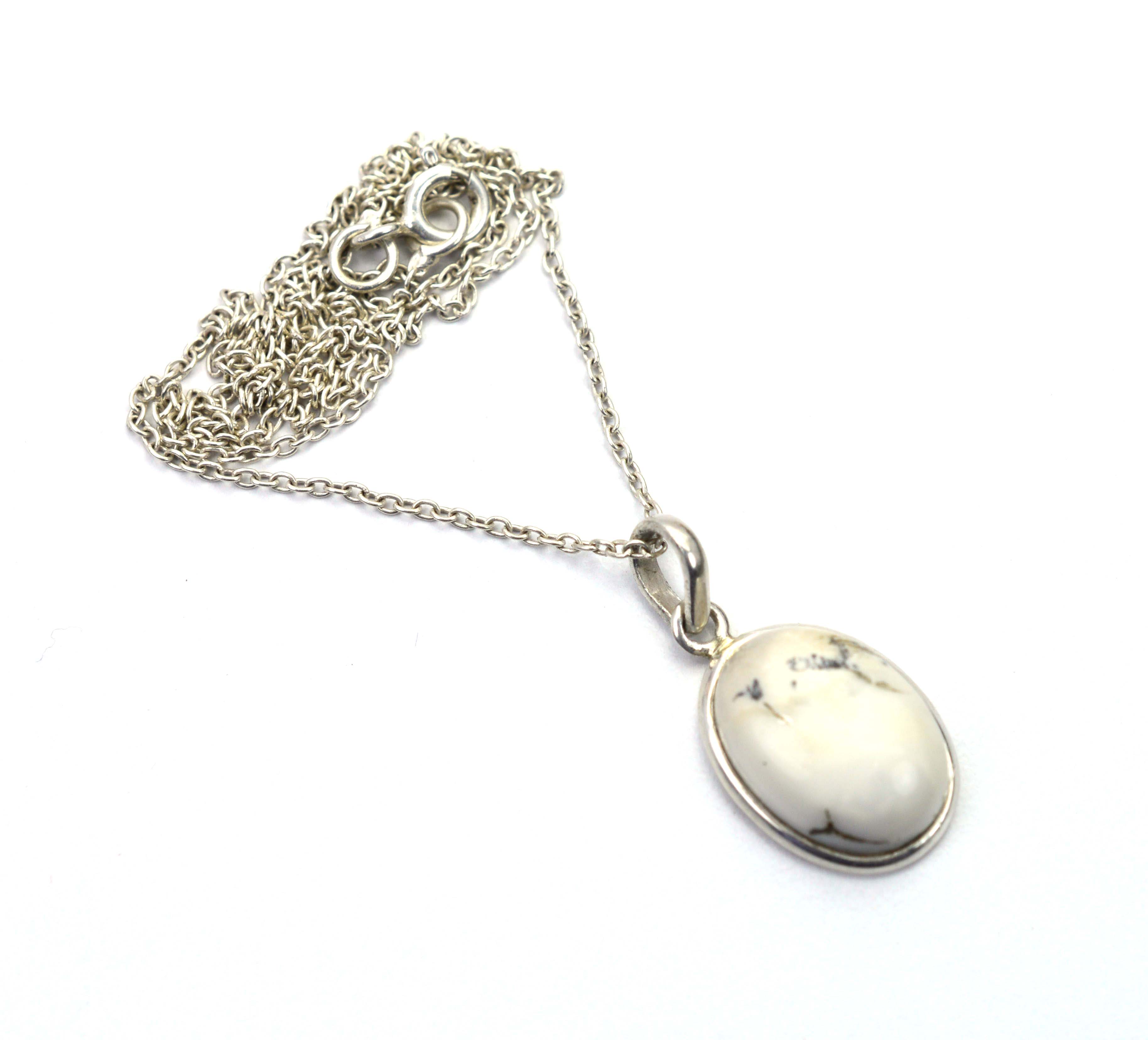 Amazing Dendrite Opal Chain Pendant Jewelry 925 Sterling Silver Jewelery