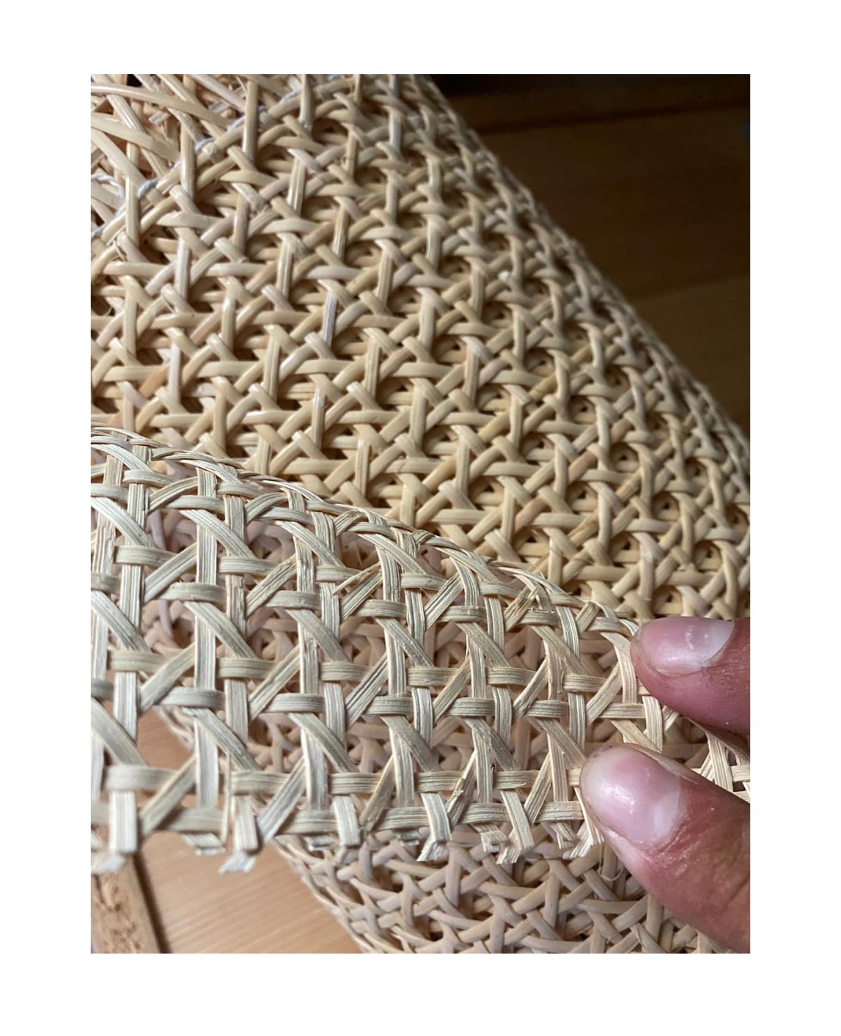 Herringbone panel Rattan/ Natural Hexagon Mesh Rattan Cane Webbing Roll