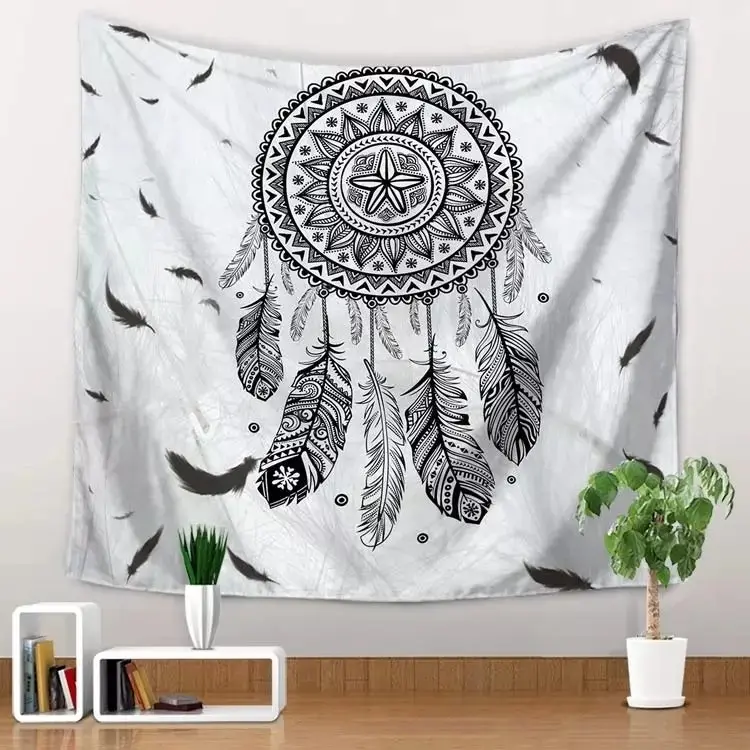 European fashion wall hanging psychedelic dream catcher printed multifunction tapestry