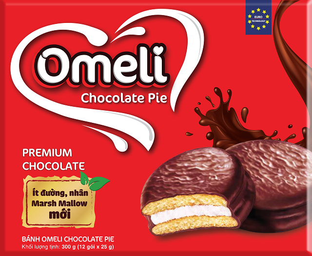 Пирожные Omeli Pie, 500 коробок, пшеничная мука, 0,25 кг, вьетнамский шоколадный коричневый свежий круглый шоколад