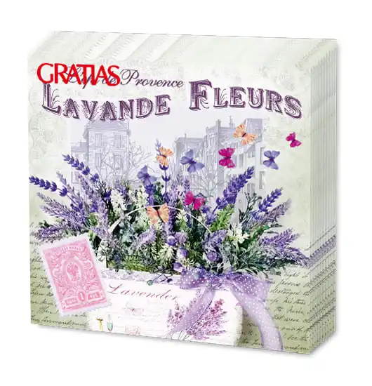 Custom Disposable Tissue Paper Napkins 3 ply 33*33 cm 20 sheets per pack GRATIAS TM "Lavender" FSC certified Serviettes