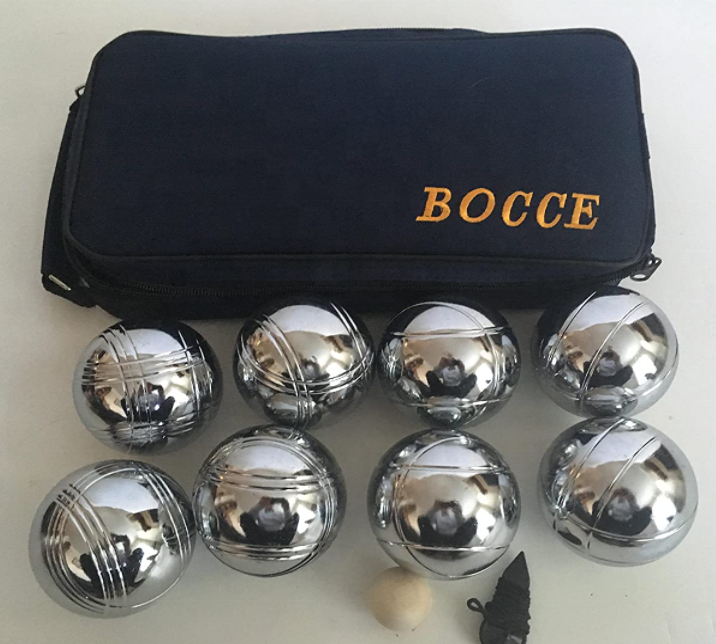 2021 competitive price 72mm Metal Bocce/Petanque Set 8pcs Silver balls for Christmas Gift