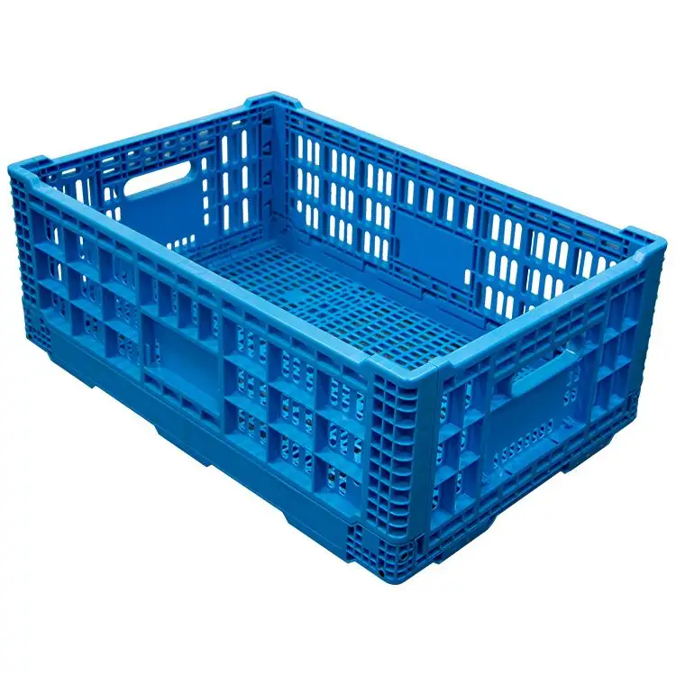 vented stackable collapsible plastic foldable vegetable storage crates