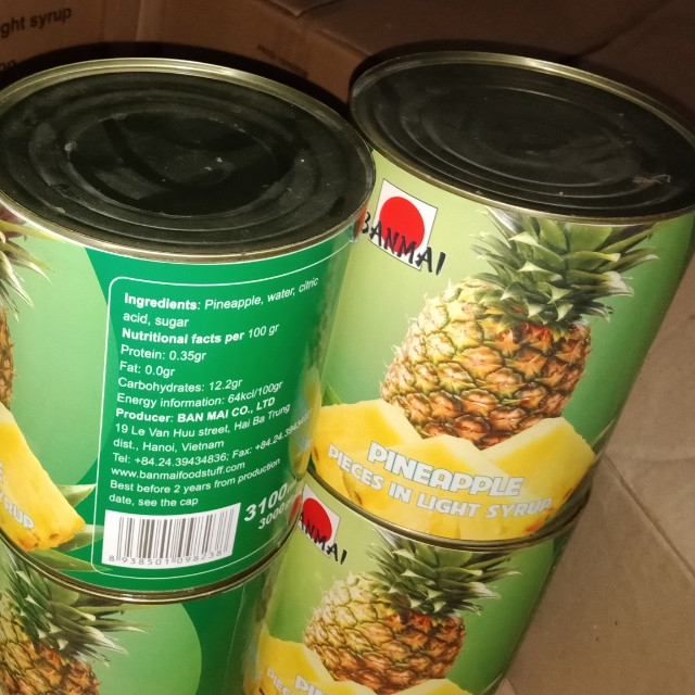 VIETNAM CAYENE BULK CANNED PINEAPPLE IN LIGHT SYRUP FOR EXPORTING