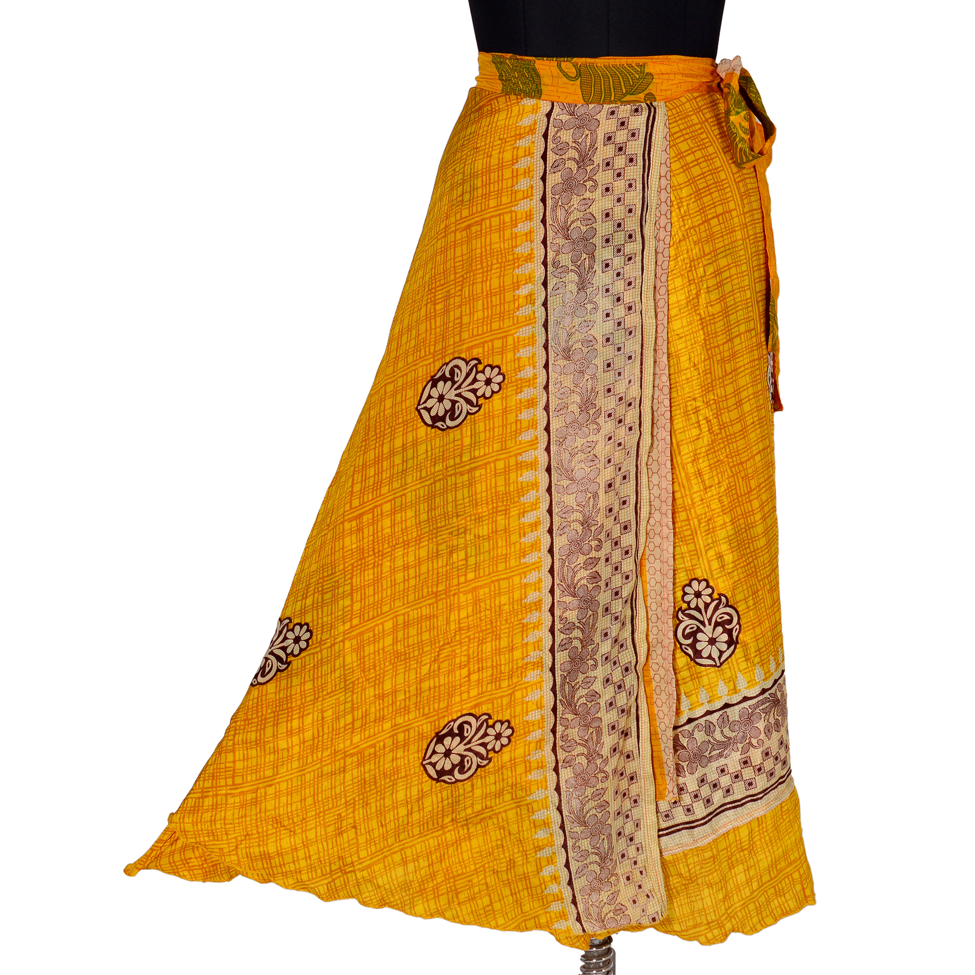 Wrap Reversible Long Skirt Vintage Silk Sari Long Wrap Skirts Indian Silk Long Boho Hippie Long Double Layer Skirt