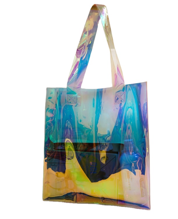 Hottest Color Fashionable Recycling Transparent Clear ladies shoulder plastic bags transparent Women Hand Bags