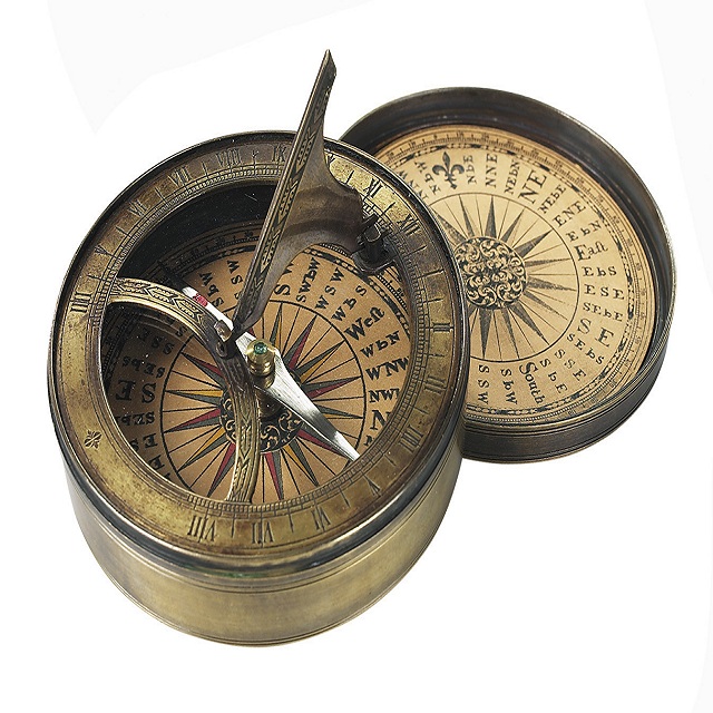 Brass Compass, ANTIQUE SUNDIAL COMPASS - 3 INCH COMPASS