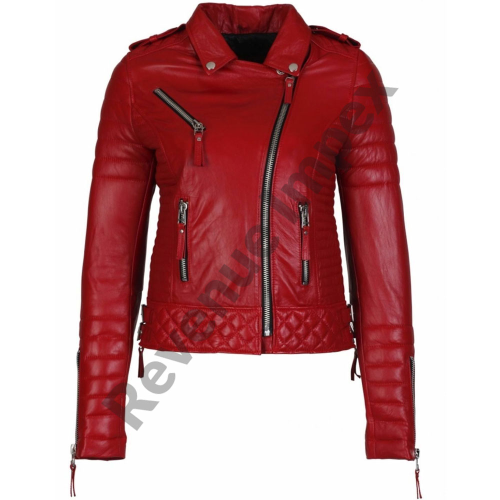 Biker style ladies leather jacket