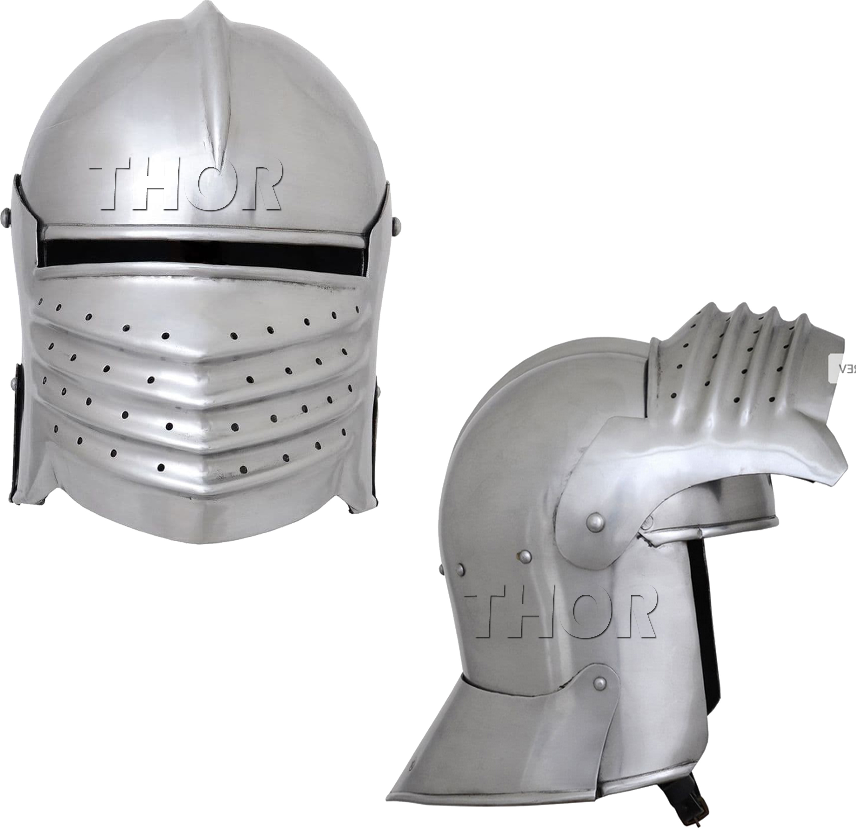 Armor Helmet Medieval Knight Crusader Armor Closed Face Helmet with Inner Liner & Helm